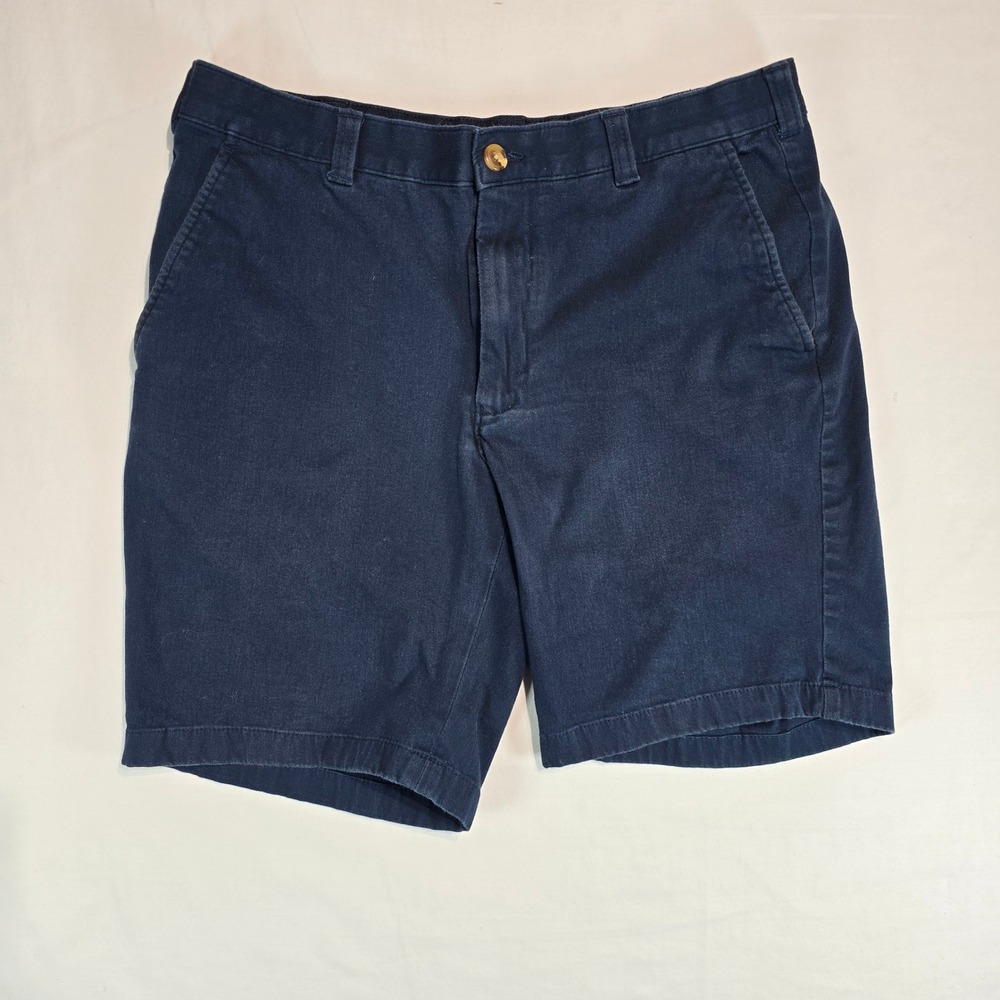 Club Room Mens Navy Blue Chino Shorts Stretch Cotton Flat Front Size 32 43102